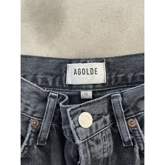 AGOLDE Riley High Rise Straight Crop Jeans Ripped Button Fly 25” Inseam Size 26 - Picture 4 of 9